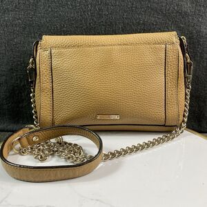 Rebecca Minkoff Camel Beige Pebbled Leather Crossbody Shoulder Bag Gold Strap